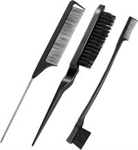 TBC Dual Edge Comb and Brush - 3 sæt (Hårbørste og kam)