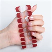 Semi Cured Gel Nail Stickers / Selvklæbende neglelak - Red French Ombre (JK-333)