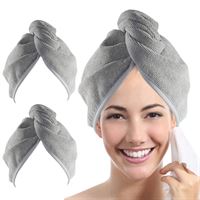 Turban Hår håndklæde - Hurtigtørrende Microfiber håndklæde til håret - Grå