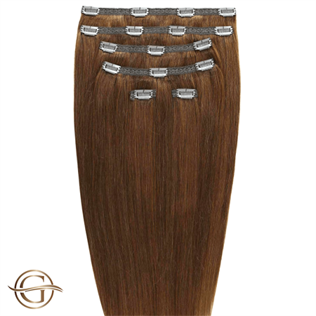 Image of Clip on hair extensions #12 Lysebrun - 7 sæt - 50 cm | Gold24