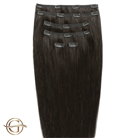 Image of Clip on hair extensions #2 Mørkebrun - 7 sæt - 50 cm | Gold24
