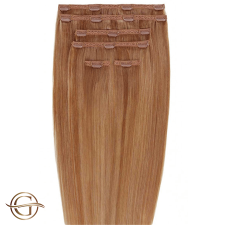 Image of Clip on hair extensions #27 Mellemblond - 7 sæt - 60 cm | Gold24