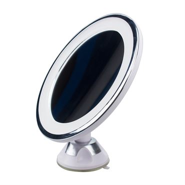 UNIQ Rundt Spejl med LED Lys og sugekop x10 forstørrelsesspejl - Hvid