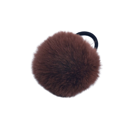Pom Pom Pels med hårelastik - Brun (U)
