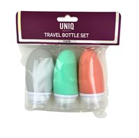 UNIQ Kompakt Rejseflaskesæt 60 ml - 3 stk Genanvendelige og Klembare Plastbeholdere Til Toiletartikler. (u)