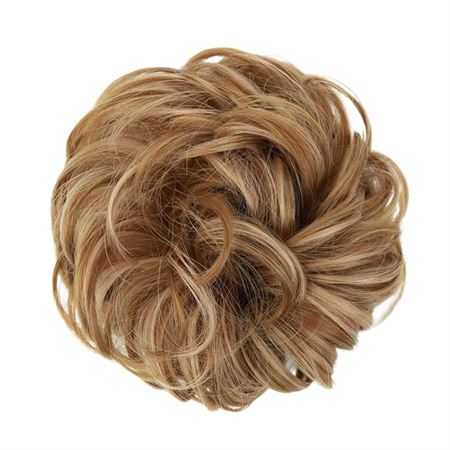 Messy Bun Hårelastik med krøllet kunstigt hår - 24/613 Honey Blond Mix