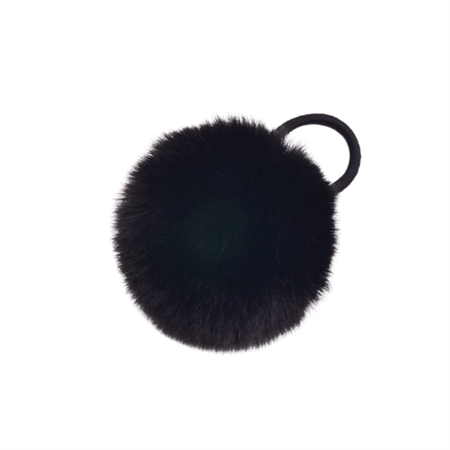 Pom Pom Pels med hårelastik - Sort (U)