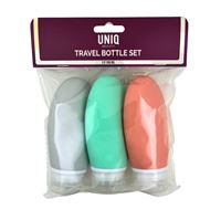 UNIQ Kompakt Rejseflaskesæt 100 ml - 3 stk Genanvendelige og Klembare Plastbeholdere Til Toiletartikler. (u)