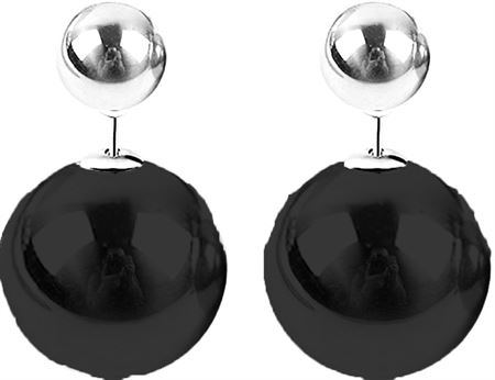 Dobbelte perleøreringe, sort (U)