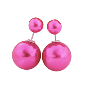 Dobbelte perleøreringe, pink