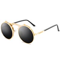 Steampunk solbriller i guld med flip funktion