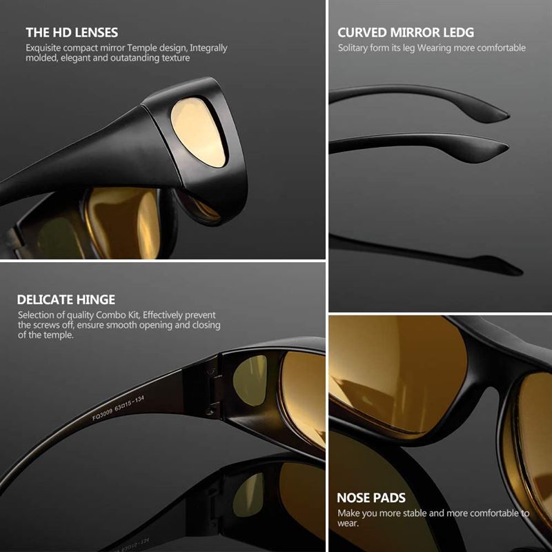 kam jord Arbejdsgiver HD Polariserede Night Vision Solbriller til bilkørsel i mørke - Gult glas