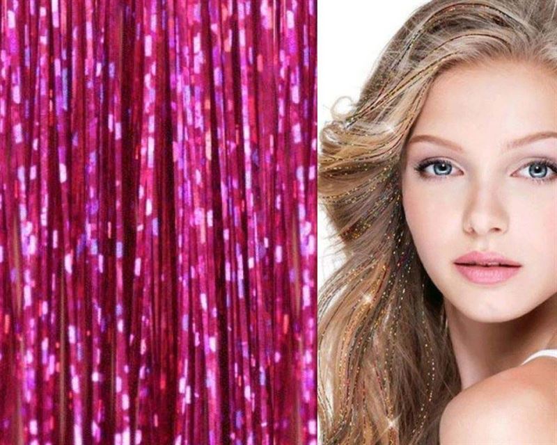 Bling Extensions stk glitter hair extensions 80 cm - Rose