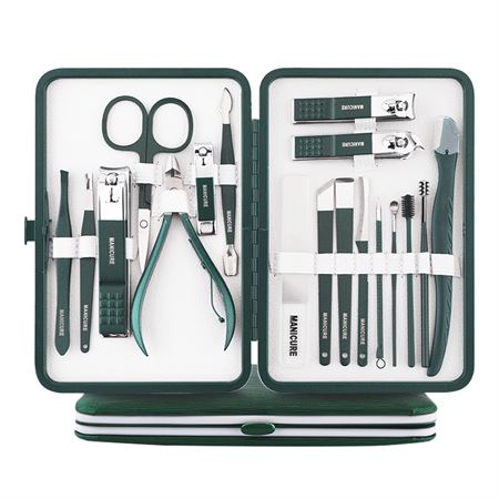 UNIQ 18-i-1 Manicure / Grooming Sæt til negle, fødder, ansigt - Mørkegrøn