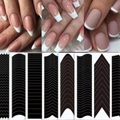 UNIQ Nail Art Stickers / Negle Stencils Klistermærker - Fransk Manicure