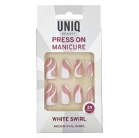 UNIQ Press On Negle med Lim - White Swirl