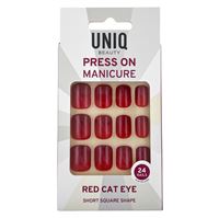 UNIQ Press On Negle med Lim - Red Cat Eye