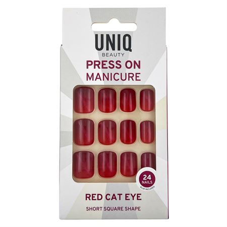 UNIQ Press On Negle med Lim - Red Cat Eye