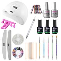 UNIQ Nail Starter Kit - Pro Gellak sæt med 80W negletørrer med display, farver og tilbehør (CA-01)