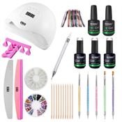 Nail Starter Kit - Pro Gellak sæt med 80W negletørrer med display, farver og tilbehør (CA-01 Limited Edition)