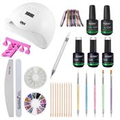 Nail Starter Kit - Pro Gellak sæt med 80W negletørrer med display, farver og tilbehør (CA-01 Limited Edition)