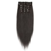 Clip on hair #1B Naturlig Sort 50 cm