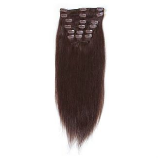 Clip on hair #2 50 cm Mørkebrun
