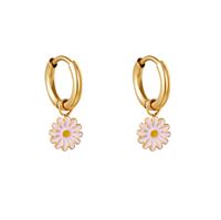 SOHO Daisy Creoler / Hoop Øreringe - Guld/Pink