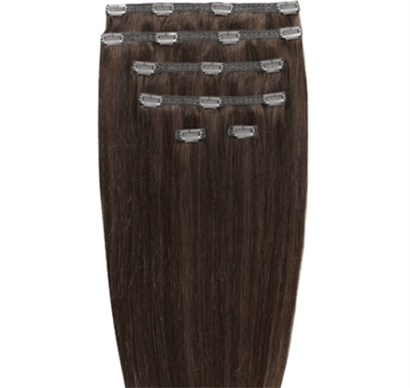 Clip on hair extensions #4 Brun - 7 sæt - 60 cm | Gold24