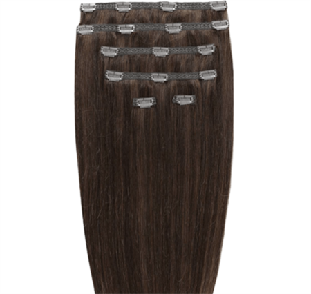 Clip on hair extensions #4 Brun - 7 sæt - 50 cm | Gold24