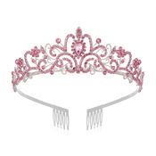 Prinsesse Diadem / Tiara - Rosa / Sølv med rhinsten