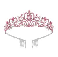 Prinsesse Diadem / Tiara - Rosa / Sølv med rhinsten