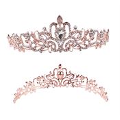 Prinsesse Diadem / Tiara - Rose Guld med rhinsten