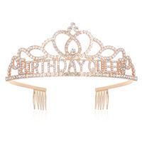 Prinsesse Diadem / Tiara - Birthday Queen - Guld med rhinsten