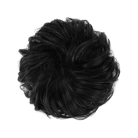 Messy Bun Hårelastik med krøllet kunstigt hår - #2 Naturlig Sort