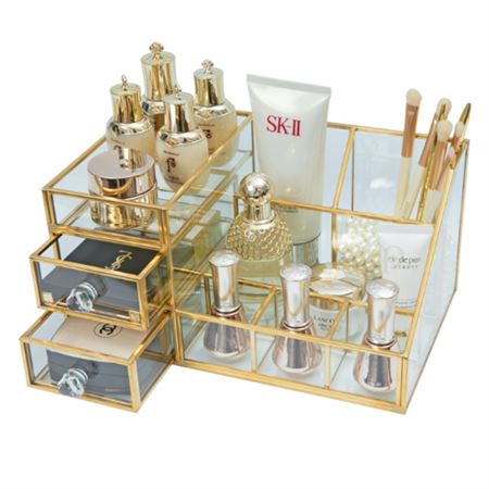 UNIQ Makeup Organizer med to skuffer - Guld