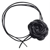 SOHO Rose String Choker Blomster Halskæde - Sort