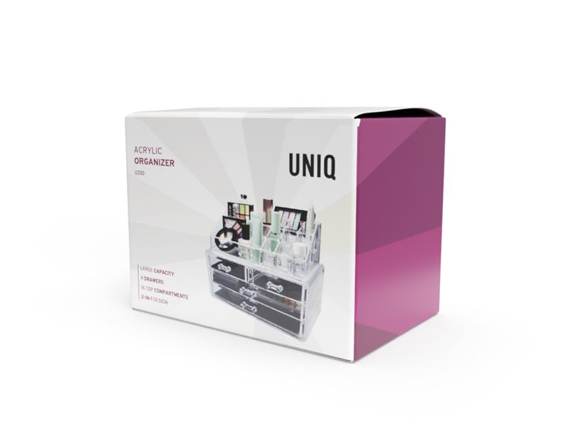 UNIQ / Makeup Organizer akryl med skuffer - SF 1155