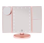 UNIQ Hollywood Makeup Spejl Trifold spejl med LED lys, RoseGold