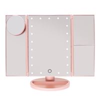 UNIQ Hollywood Makeup Spejl Trifold spejl med LED lys, RoseGold