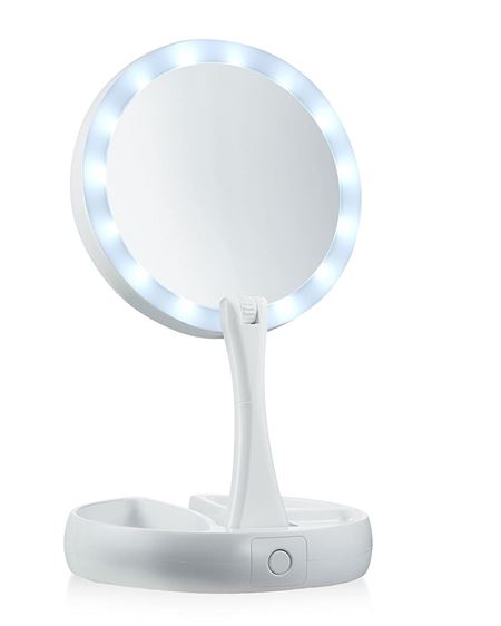 UNIQ Foldbart Makeup spejl med lys LED og 10x forstørrelse (Foldable mirror)
