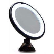 UNIQ Rundt Spejl med LED Lys og sugekop x10 forstørrelsesspejl - Sort
