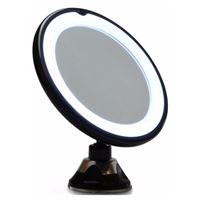UNIQ Rundt Spejl med LED Lys og sugekop x10 forstørrelse - Sort