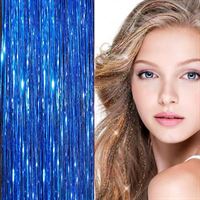 Bling glitter Extensions 100 glitter hårstrå 80 cm - mørke blå