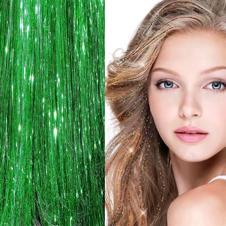 Bling Extensions - 100 glitter hårstrå 80 cm, grøn