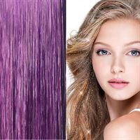 Bling Extensions - 100 glitter hårstrå 80 cm, lilla