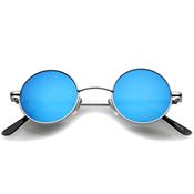Retro Solbriller - Runde Blue Mirror