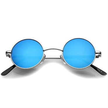 Retro Solbriller - Runde Blue Mirror (U)