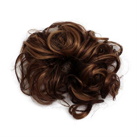 Messy Bun Hårelastik med krøllet kunstigt hår - Dark brown & Light Brown Mix 