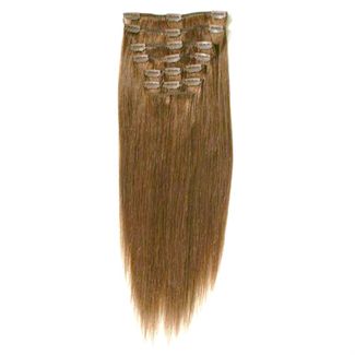 Clip on hair #12 50 cm Lysebrun